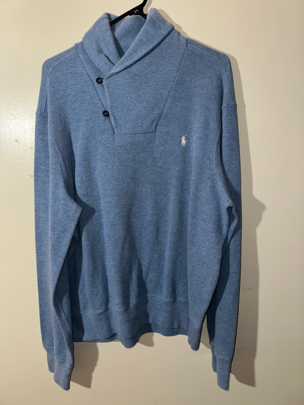 Polo by Ralph Lauren Dusty Blue Shawl Collar Sweater